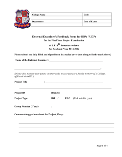 External Examiner's Feedback Form for IDPs / UDPs for the Final Year Project examination of B.E. 8th Semester students for Academic Year 2013-2014