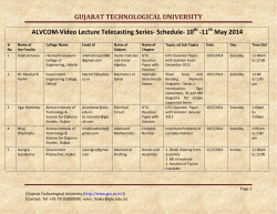 ALVCOM- Active Learning Video Lecture Communication- Schedule for 10th-11th May 2014