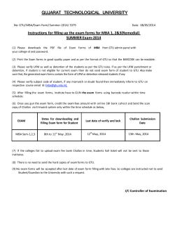 Instructions for filling up the exam forms for MBA 1, 2 3(Remedial) SUMMER Exam-2014