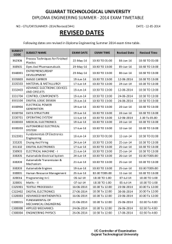 Revised dates for Diploma Engineering Summer 2014 examination