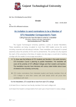 INVITATION to All GTU Affiliated Colleges to send nominations for GTU Newsletter Correspondant's Team
