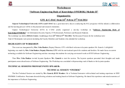 A report of training organized by GTU for SWEBOK from 24 th Feb to 27 th Feb-2014