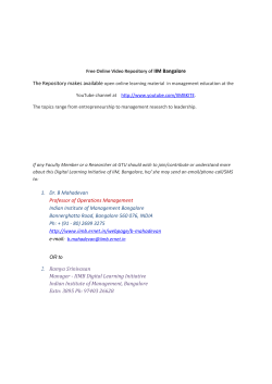 For management students and researchers in management studies at GTU: Let us use the Free Online Video Repository on topics ranging from entrepreneurship to leadership, made available by IIM Bangalore