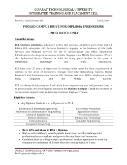 POOLED CAMPUS DRIVE FOR DIPLOMA ENGINEERING-2014 BATCH ONLY