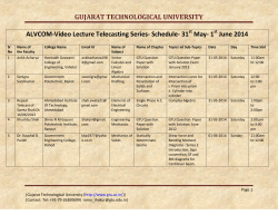 ALVCOM- Active Learning Video Lecture Communication- Schedule for 31st May- 1st June 2014
