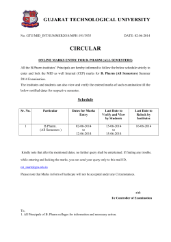 ONLINE MARKS ENTRY FOR B. PHARM (ALL SEMESTERS)