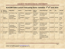 ALVCOM- Active Learning Video Lecture Communication- Schedule for 7th- 8th June 2014
