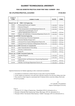 PDDC SEMESTER - 8 PRACTICAL EXAM TIME TABLE- Summer&ndash; 2014