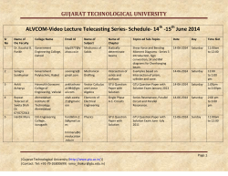 ALVCOM- Active Learning Video Lecture Communication- Schedule for 14th- 15th June 2014