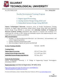 Faculty Development Training Program on Digital signal Processing, Analog System Design Using ASLK and mbedded System Design Using MSP430