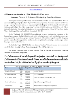 A Report for the Workshop of TUESDAY,JUNE,10, 2014: Confluence: The Art Science of Designing Question Papers