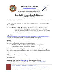 Roundtable on Monetizing Mobile Apps for GTU students, alumni and faculty members on 14th June 2014: online registration on first-come-first-served basis