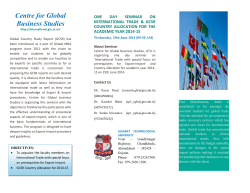 FOR MBA FACULTIES: ONE DAY SEMINAR ON INTERNATIONAL TRADE GCSR COUNTRY ALLOCATION FOR THE ACADEMIC YEAR 2014-15 on 25th June 2014 at GTU
