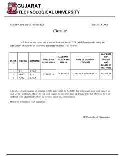 CEP (Mid-Term) Marks Entry BE(sem-1,2,4,5) PDDC(sem-1,2,3,4), B.HM.(sem-1,2,3) Summer-2014