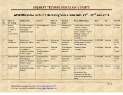 ALVCOM- Active Learning Video Lecture Communication- Schedule for 21st- 22nd June 2014