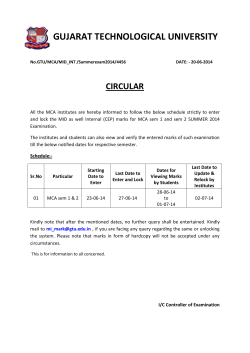 MID- Internal (CEP) marks for MCA sem 1 and sem 2 SUMMER 2014 Examination