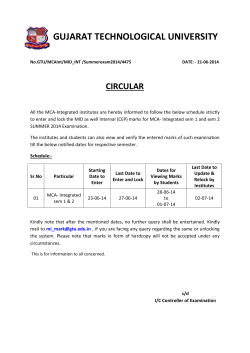 MID -Internal (CEP) marks for MCA- Integrated sem 1 and sem 2 SUMMER 2014