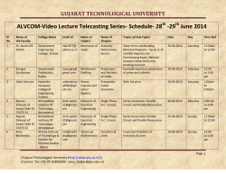 ALVCOM- Active Learning Video Lecture Communication- Schedule for 28th- 29th June June 2014