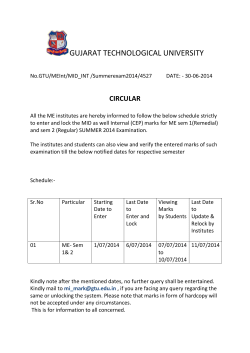 MID as well Internal (CEP) marks for ME sem 1(Remedial) and sem 2 (Regular) SUMMER 2014