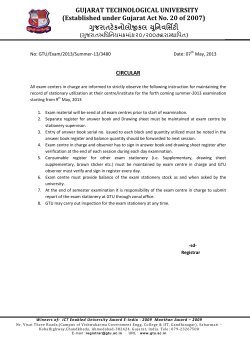 Instruction for Maintaining the record of stationary utilization for Summer 2013 Exam