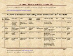 ALVCOM- Active Learning Video Lecture Communication- Schedule for 11th-12th May 2013