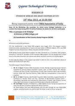 19th May 2013: A full day Workshop for allocation of GCSR countries to MBA Institutes; All Directors and GCSR coordinators to Attend.
