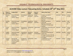 ALVCOM- Active Learning Video Lecture Communication- Schedule for 18th-19th May 2013
