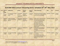 ALVCOM- Active Learning Video Lecture Communication- Schedule for 25th-26th May 2013