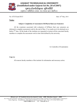 Completion of Assessment of B.Pharm final year Semesters