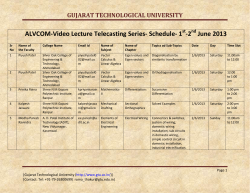 ALVCOM- Active Learning Video Lecture Communication- Schedule for 1st-2nd June 2013