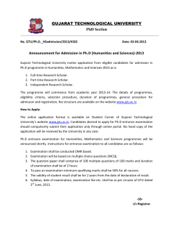 Announcement for Admission in Ph.D (Humanities and Sciences)-2013