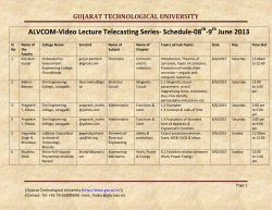 ALVCOM- Active Learning Video Lecture Communication- Schedule for 8th-9th June 2013