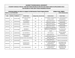 Schedule for M.E. Mid Sem Thesis Review
