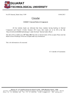 Internal marks (I - Components) for remedial students Summer exam - 2013