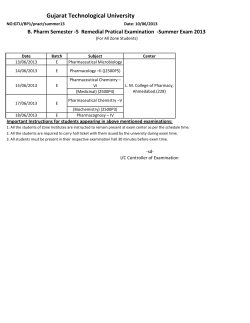 B.Pharm Sem- 5 Practical Exam Time Table Summer Exam 2013(For All Zone Students)