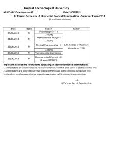 B.Pharm Sem- 3 Practical Exam Time Table Summer Exam 2013(For All Zone Students)