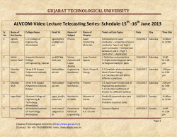 ALVCOM- Active Learning Video Lecture Communication- Schedule for 15th-16th June 2013
