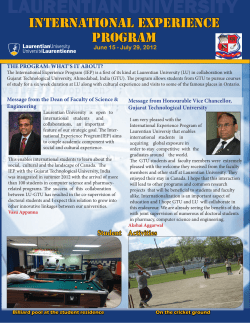 REPORT on GTU's last summer's International Experience Program at Laurentian University, Canada (LU)- prepared by the Coordinator of the program at LU as a Newsletter