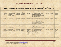 ALVCOM- Active Learning Video Lecture Communication- Schedule for 22nd-23rd June 2013