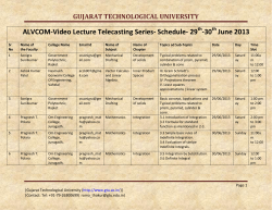 ALVCOM- Active Learning Video Lecture Communication- Schedule for 29th-30th June 2013