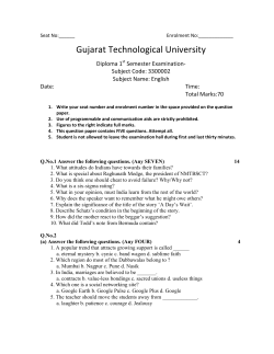 Question Paper Format for Diploma Engg. sub:3300002 (English) w.e.f Winter Exam 2012