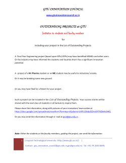 Invitation for submitting your outstanding projects - Final Year projects of BE, DE and MCA AND M Pharma and ME -- for showcasing to the world