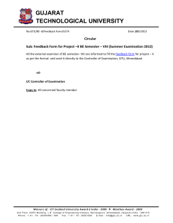 Feedback Form for Project &ndash;II BE Semester &ndash; VIII (Summer Examination 2012)
