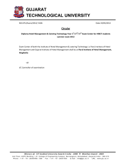 Diploma Hotel Management Catering Technology Year 1st/ 2nd/ 3rd Exam Center for HMCT students summer exam 2012