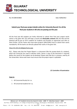 Submit your final year project details online for University Record: For all the final year students in BE who are passing out this year.