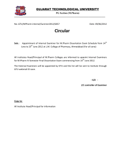 Appointment of Internal Examiner for M.Pharm Dissertation Exam Schedule from 14th June to 25th June 2012 at L.M. College of Pharmacy, Ahmedabad (For all zone)