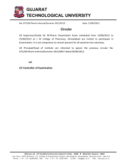 Invitation for the Supervisor /Guide M .Pharm Dissertation Sem -4 Examination