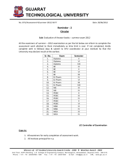 Reminder 2 :Assessment of Answer Book -Summer Exam 2012