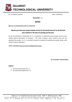 Reminder: Submit your final year project details online for University Record: For all the final year students in BE who are passing out this year.