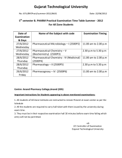 B. Pharm Semester - 5th Remedial Practical Examination Time Table Summer Exam 2012 (For All Zone Students)
